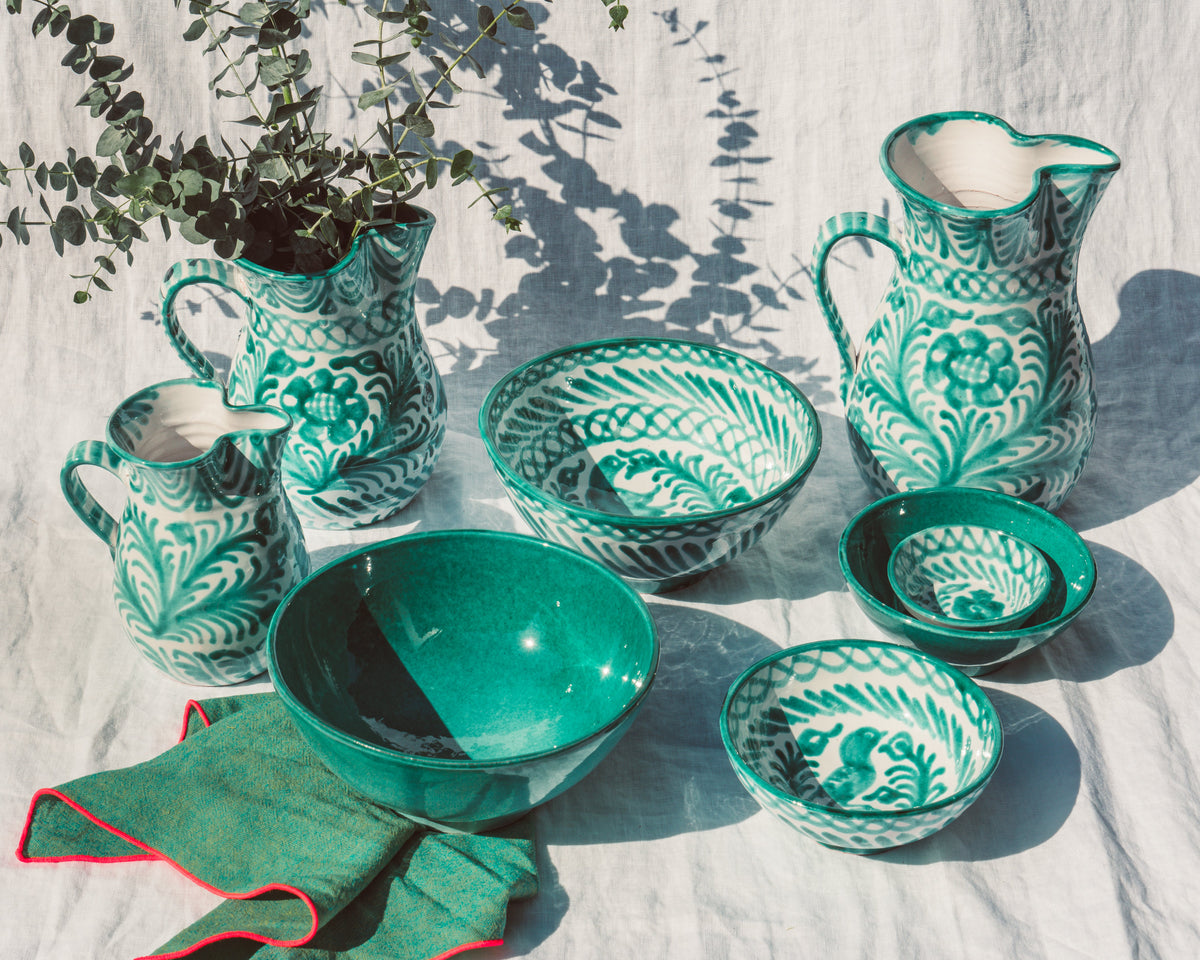 Medium bowl with green glaze