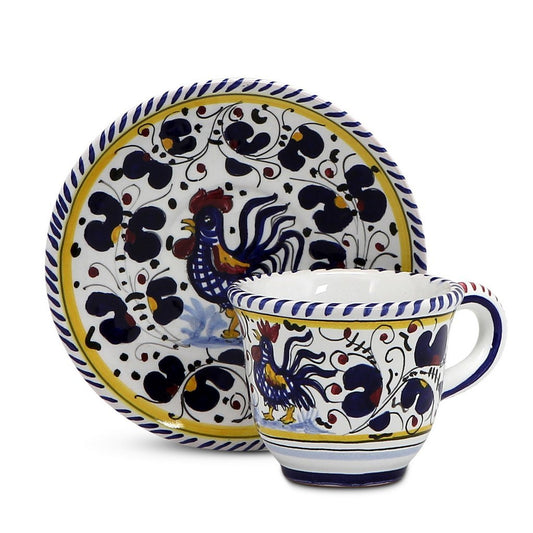 GALLO BLU DI ORVIETO: Tazzina da caffè e piattino