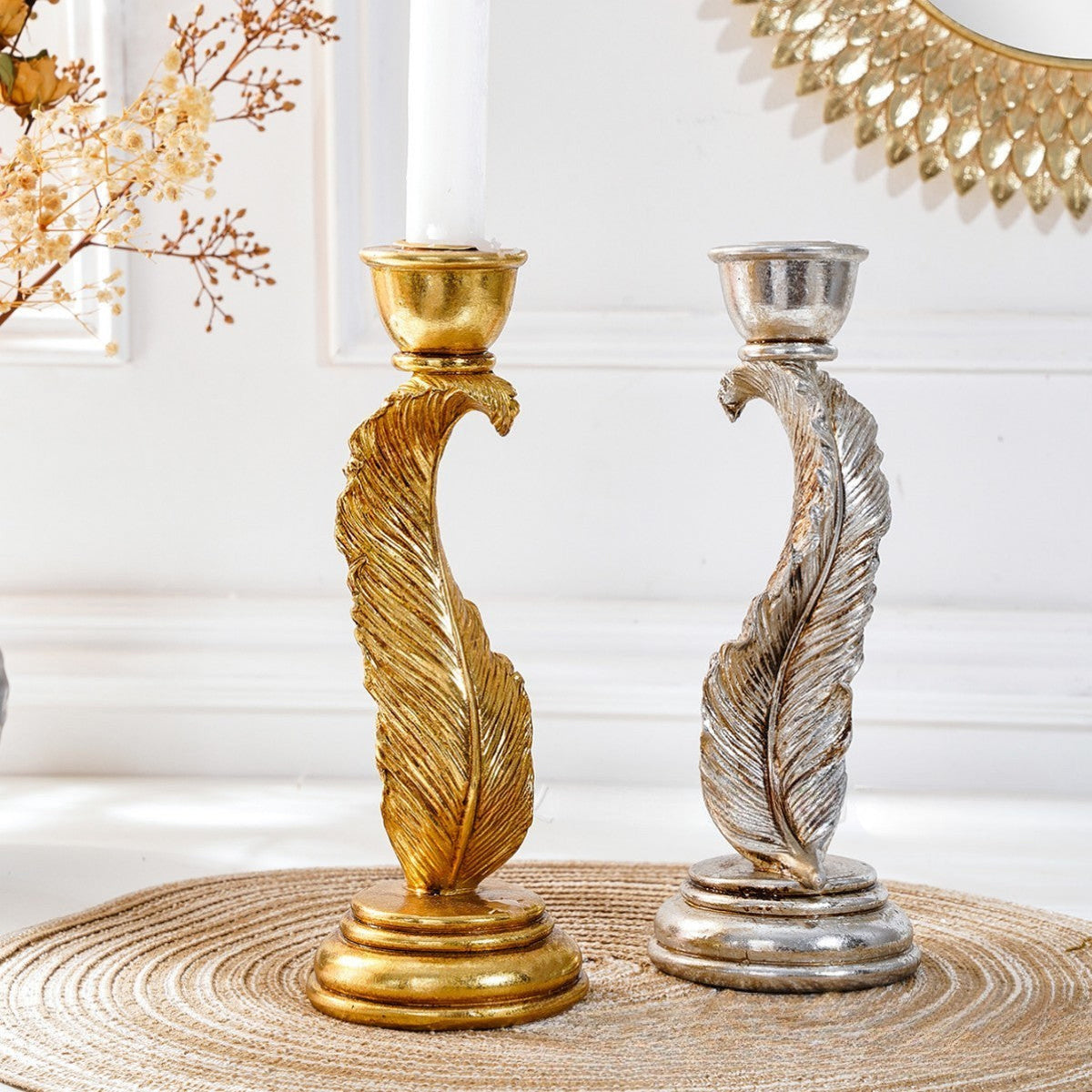 Decorative Feather Candle Holder