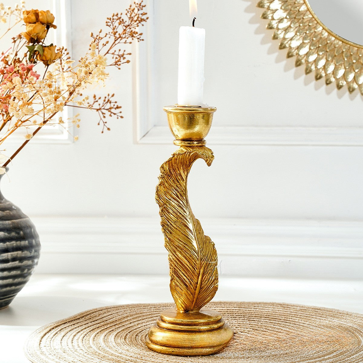 Decorative Feather Candle Holder