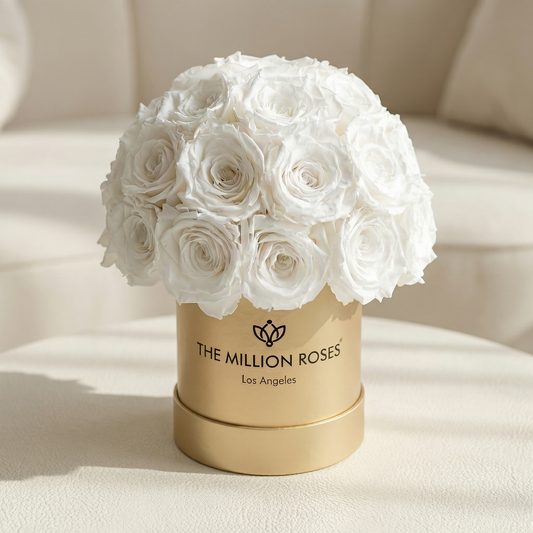 Essence Gold Superdome Box | Rose bianche