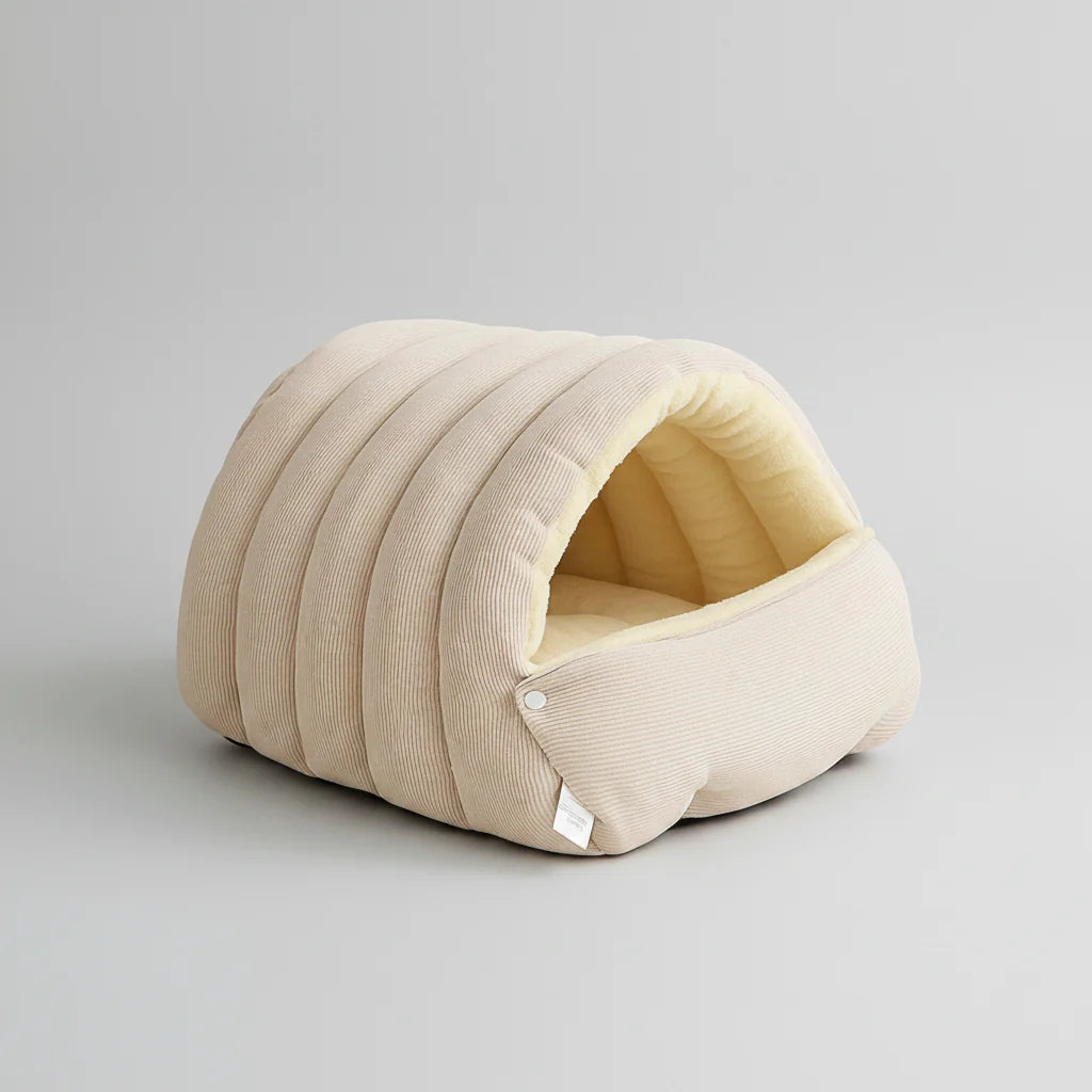 Kawaii Winter Plush Cat Cave Bed – Warm Enclosed Pet House with Removable Washable Cover (3 Colors, M & L)