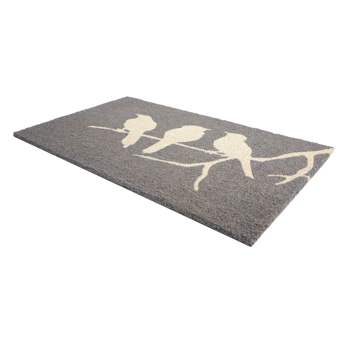 Birds On Branch - Gray Coir Doormat