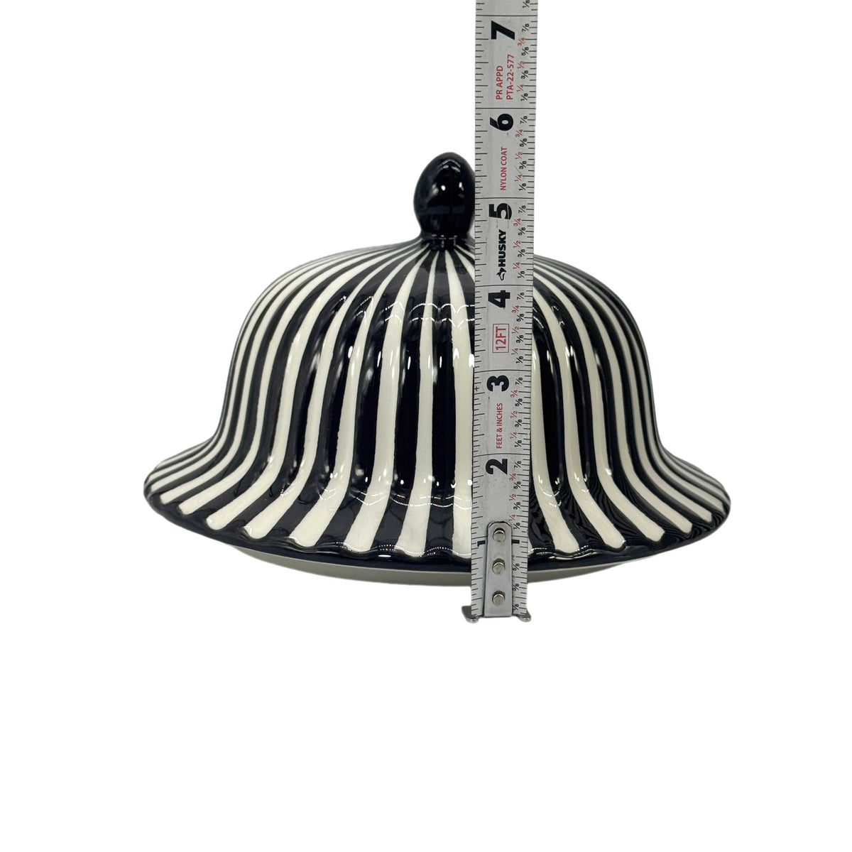 Black & White Candy Cane Striped Ceramic Vase – 18"