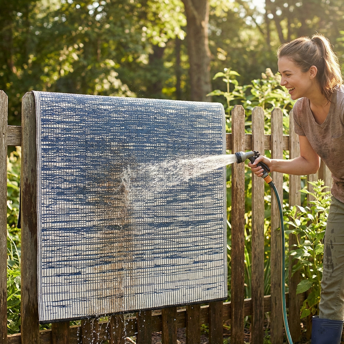 Brooklyn - Blue Abstract Outdoor Rug for Patio