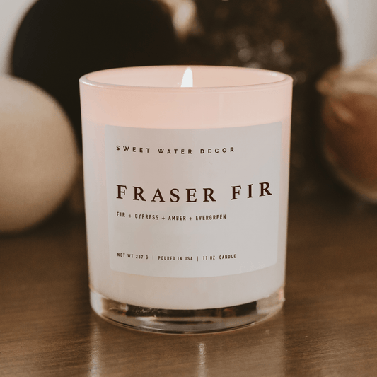 Candela di soia al pino di Fraser - Vaso bianco - 312 g
