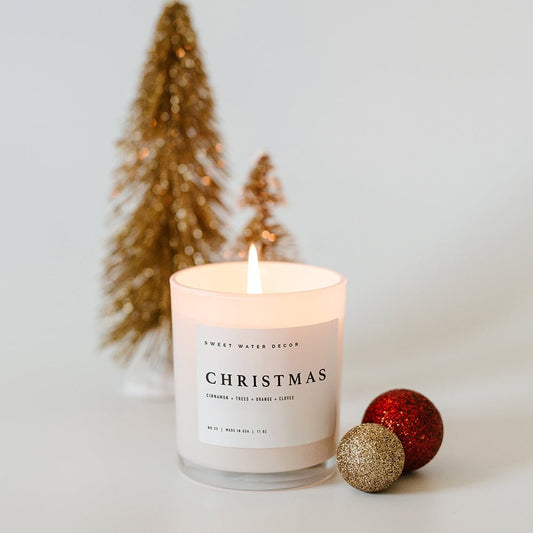 Candela di soia natalizia - Vaso bianco - 11 oz