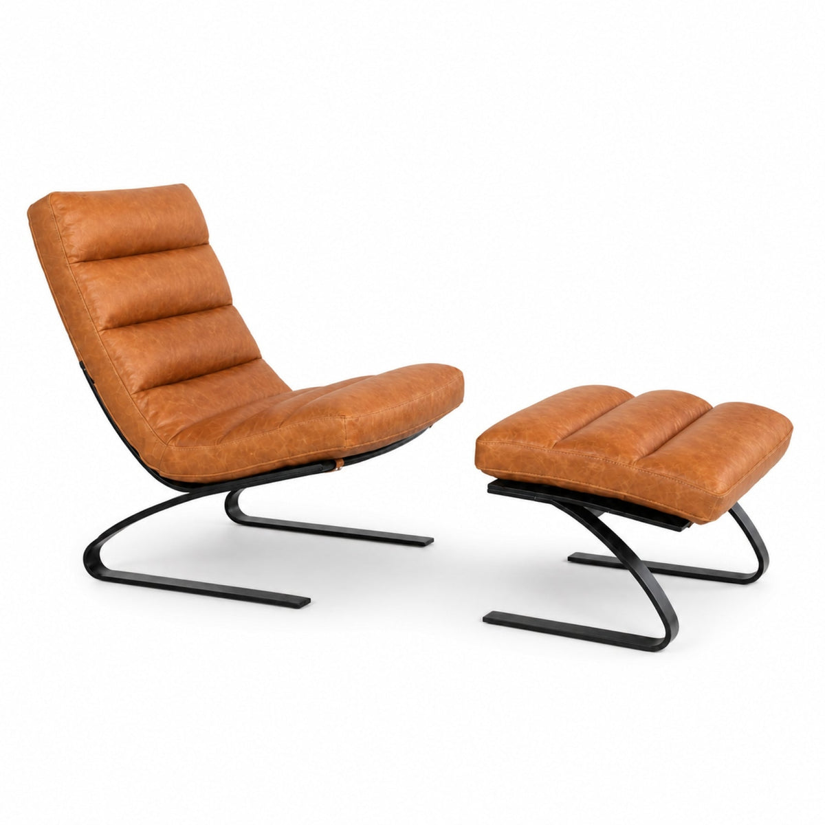 Lavello Top Grain Leather Chair and Stool Set