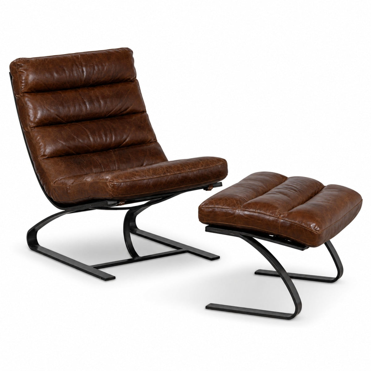 Lavello Leather Chair and Stool Set