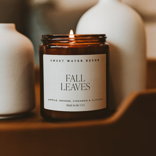 Bougie au soja feuilles d'automne - Pot ambré - 9 oz