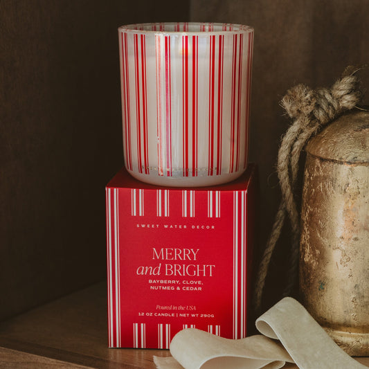 Bougie en cire de soja Merry and Bright - Pot en verre teinté en boîte - 340 g