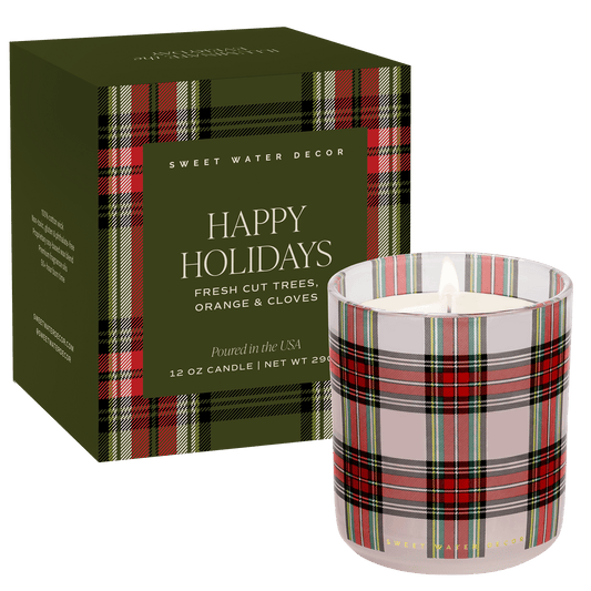 Happy Holidays Soy Candle - Boxed Tinted Glass Jar - 12 oz (Christmas)