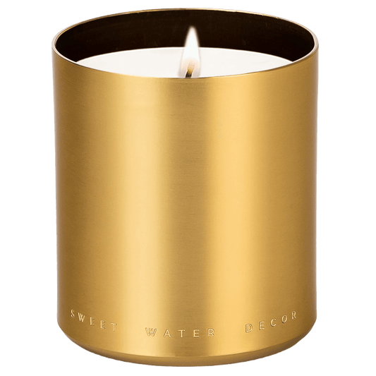 Warm and Cozy Soy Candle - Gold Metal Aluminum Jar - 10 oz