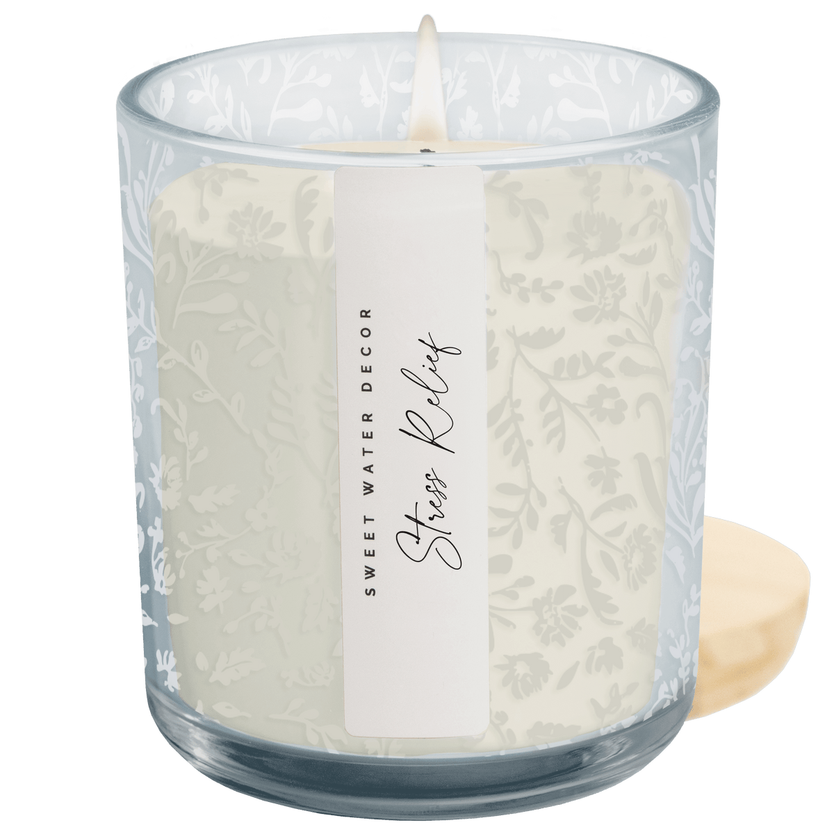 Stress Relief Soy Candle - Blue Tinted Glass Jar - 12 oz