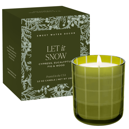 Bougie au soja « Let It Snow » – Pot en verre teinté en boîte – 340 g