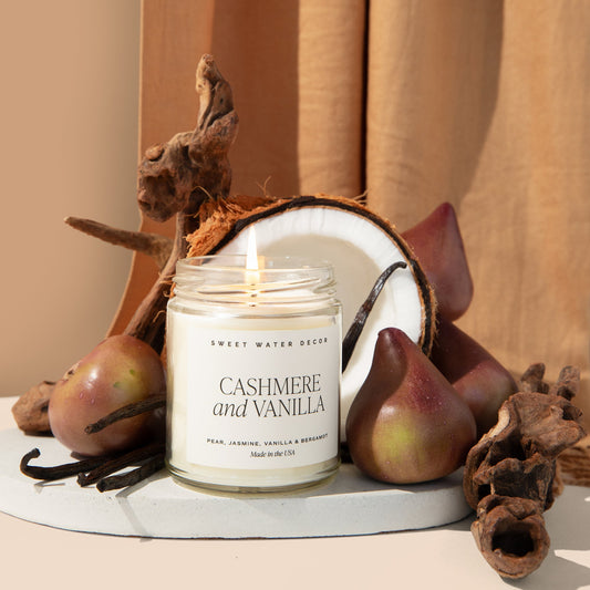 Candela di soia al cashmere e vaniglia - Vasetto trasparente - 9 oz (255 g)