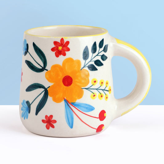 Mug à café Floral Extravaganza | Grès peint à la main (lot de 2)