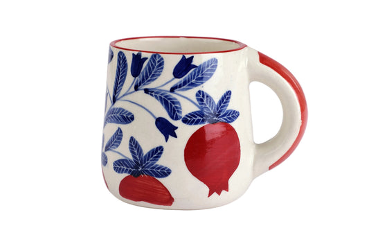 Mug à café floral Red Anaar | Céramique peinte à la main (lot de 2)