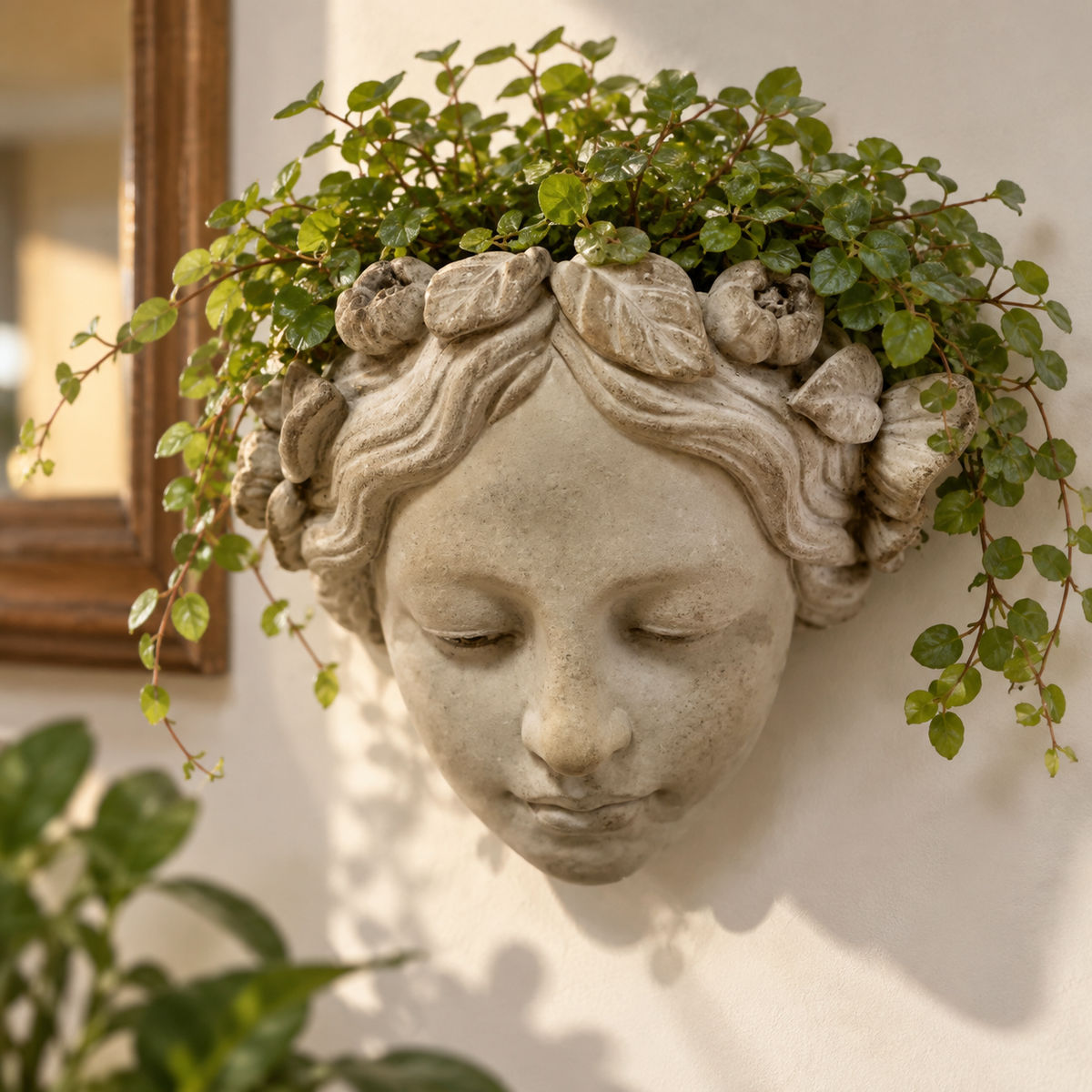 Wall Art Cement Girl   Planter