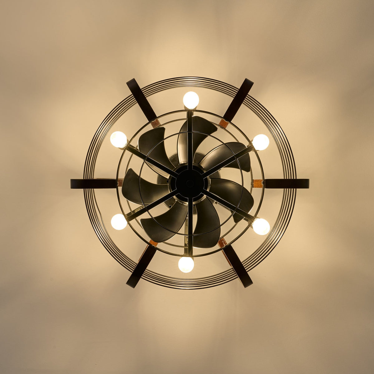 Caged Ceiling Fan with 6 LED Lights