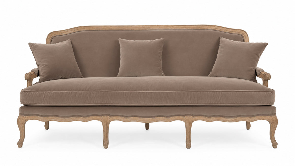 Bastille Tufted Oak Velvet Sofa