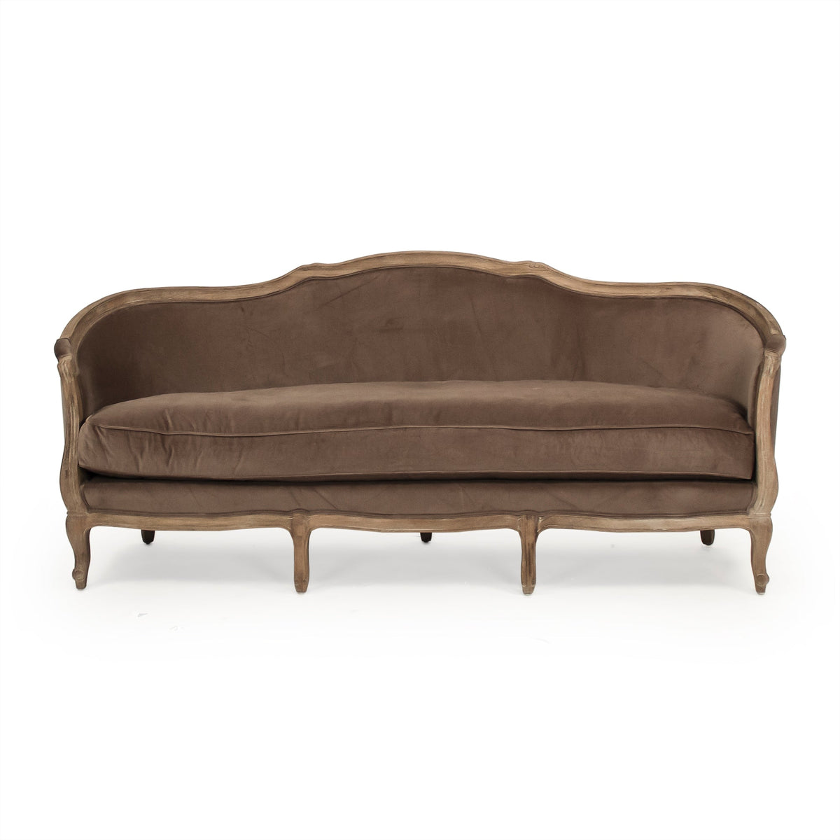 Maison Oak Velvet Sofa with Pillows