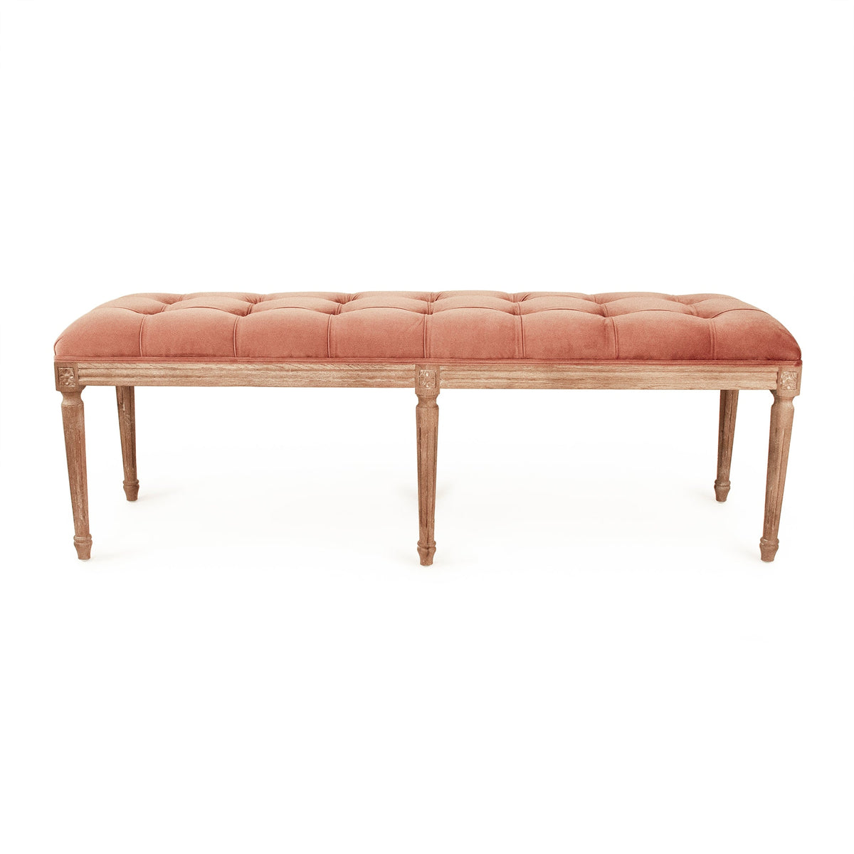 Rose Velvet Louis Tufted Bench