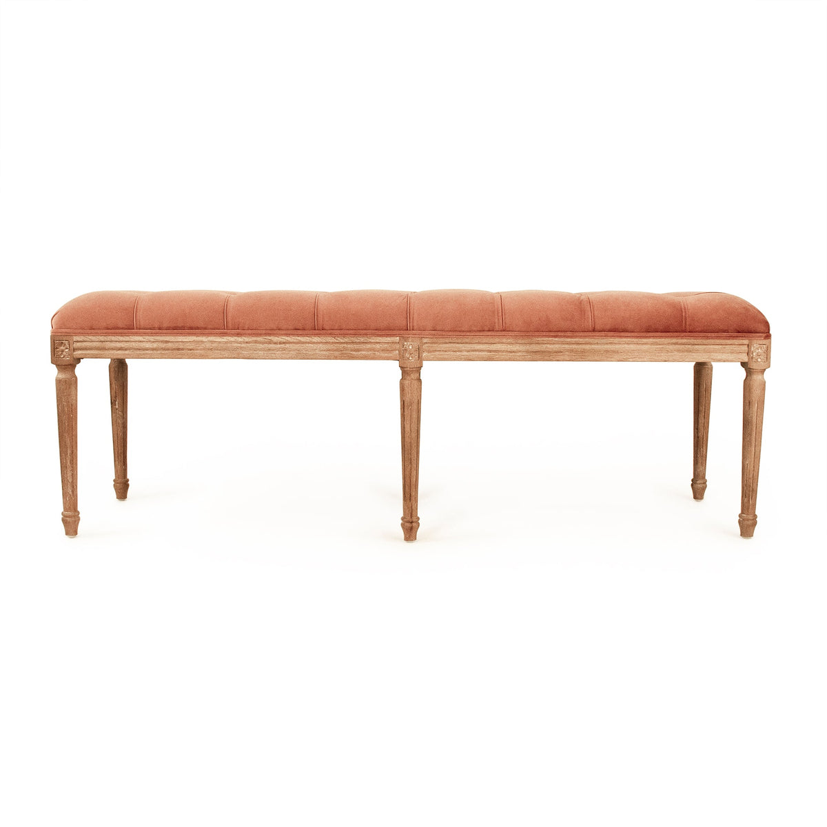 Rose Velvet Louis Tufted Bench