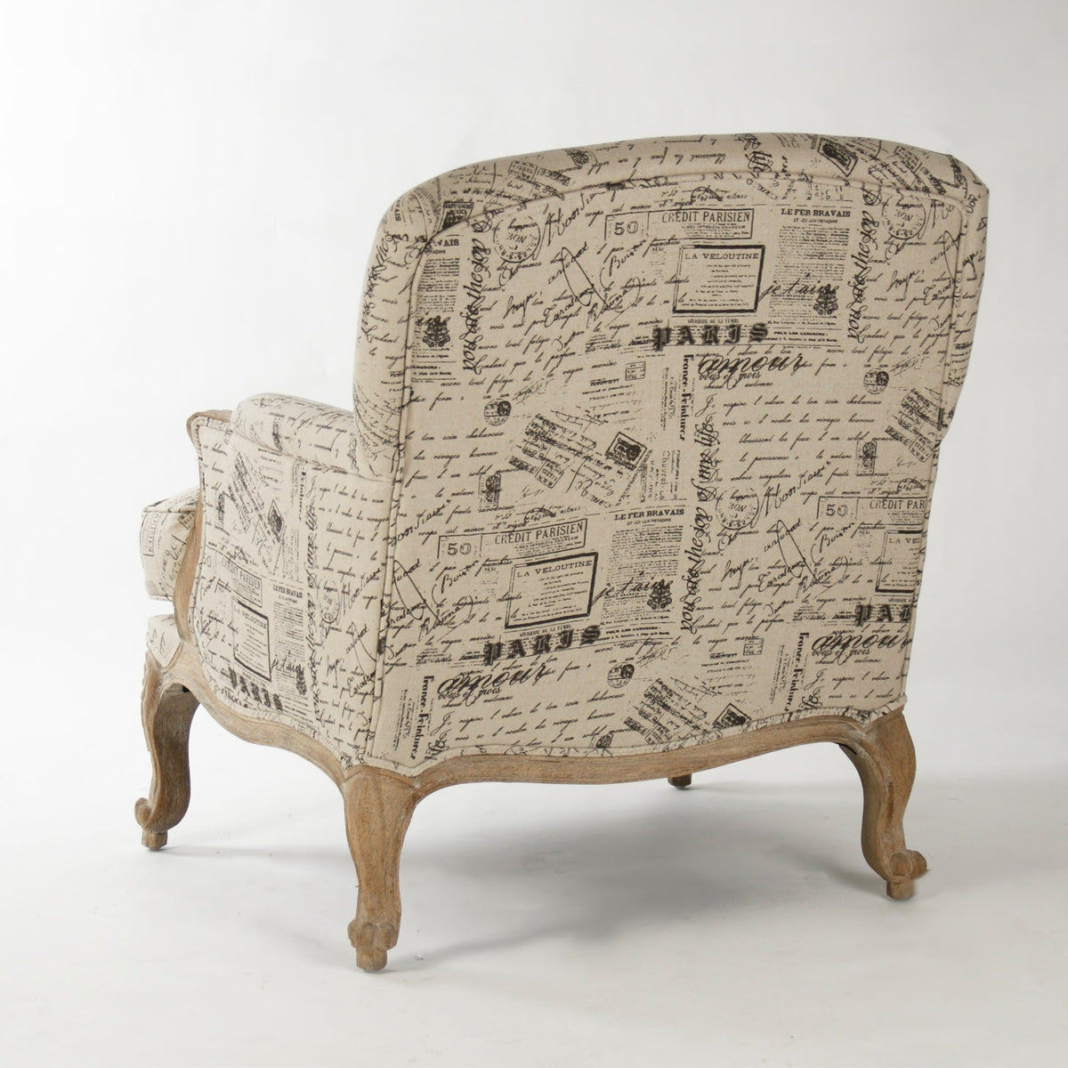 Paris Linen Club Chair with Oak Finish