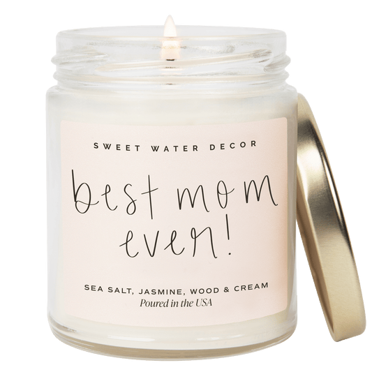 Bougie en cire de soja « Meilleure maman du monde ! » - Pot transparent - 9 oz (Journée spa)