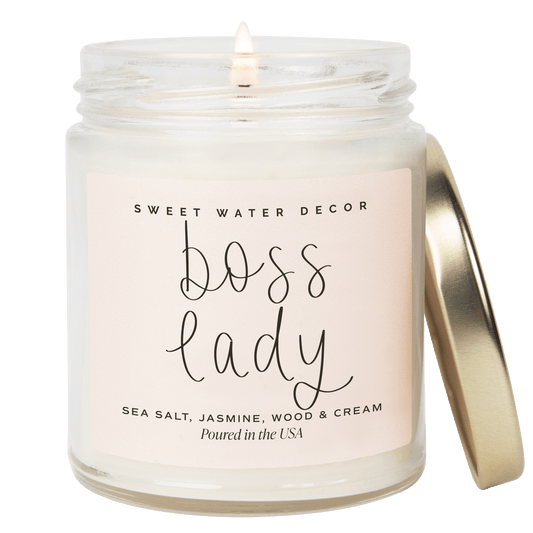 Bougie en cire de soja « Boss Lady » - Pot transparent - 9 oz (Journée Spa)