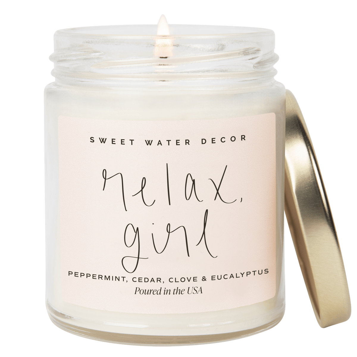 Relax, Girl Soy Candle - Clear Jar - 9 oz (Relaxation)