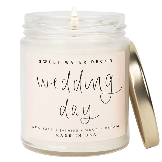 Bougie au soja pour le jour du mariage - Pot transparent - 9 oz (Journée spa)