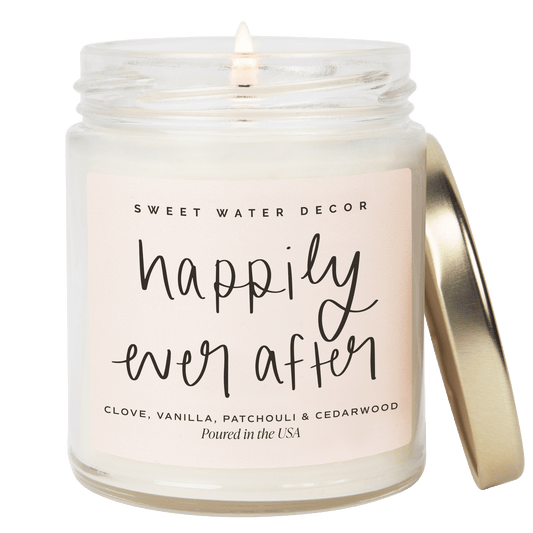 Candela in soia Happily Ever After - Vasetto trasparente - 255 g (Palo Santo Patchouli)