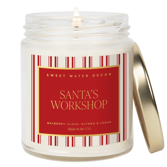 Santa's Workshop Soy Candle - 9 oz Clear Jar (Merry and Bright)