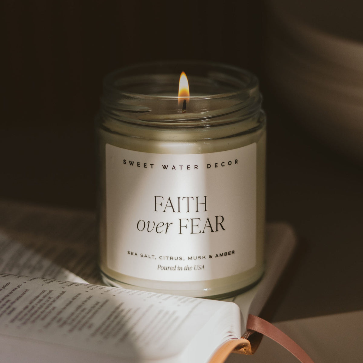 Faith Over Fear Soy Candle - Clear Jar - 9 oz