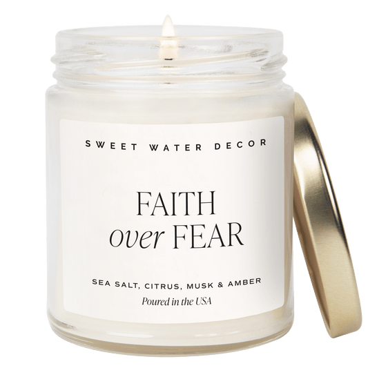 Bougie parfumée « Faith Over Fear » - Pot transparent - 9 oz