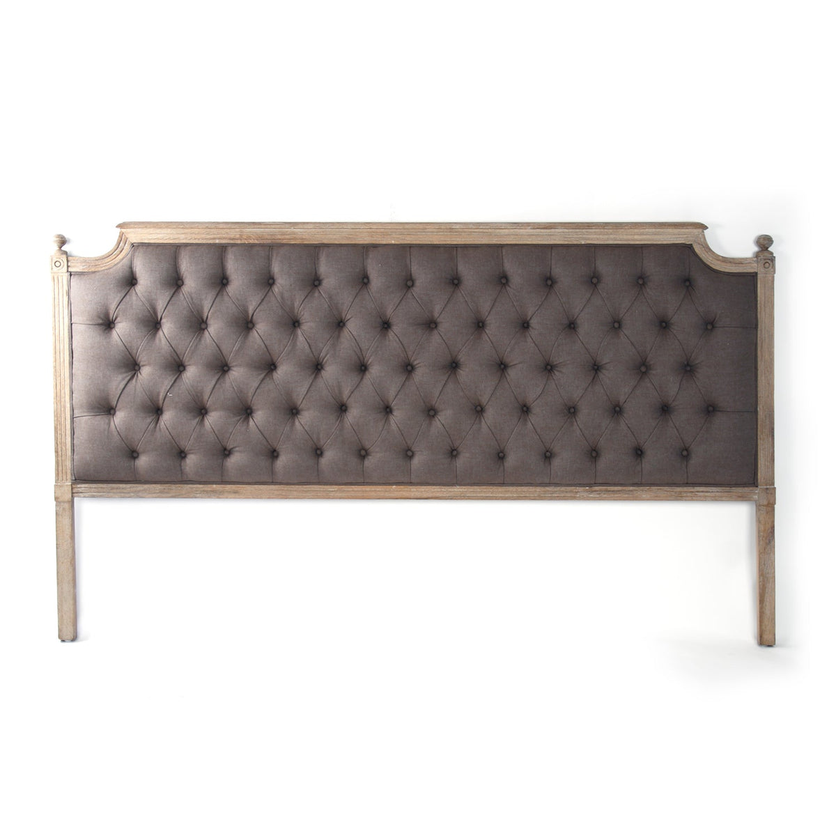 Louis Tufted King Headboard Aubergine Linen