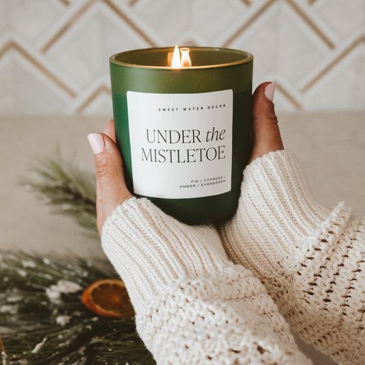 Under the Mistletoe Soy Candle - Green Matte Jar - 15 oz (Fraser Fir)