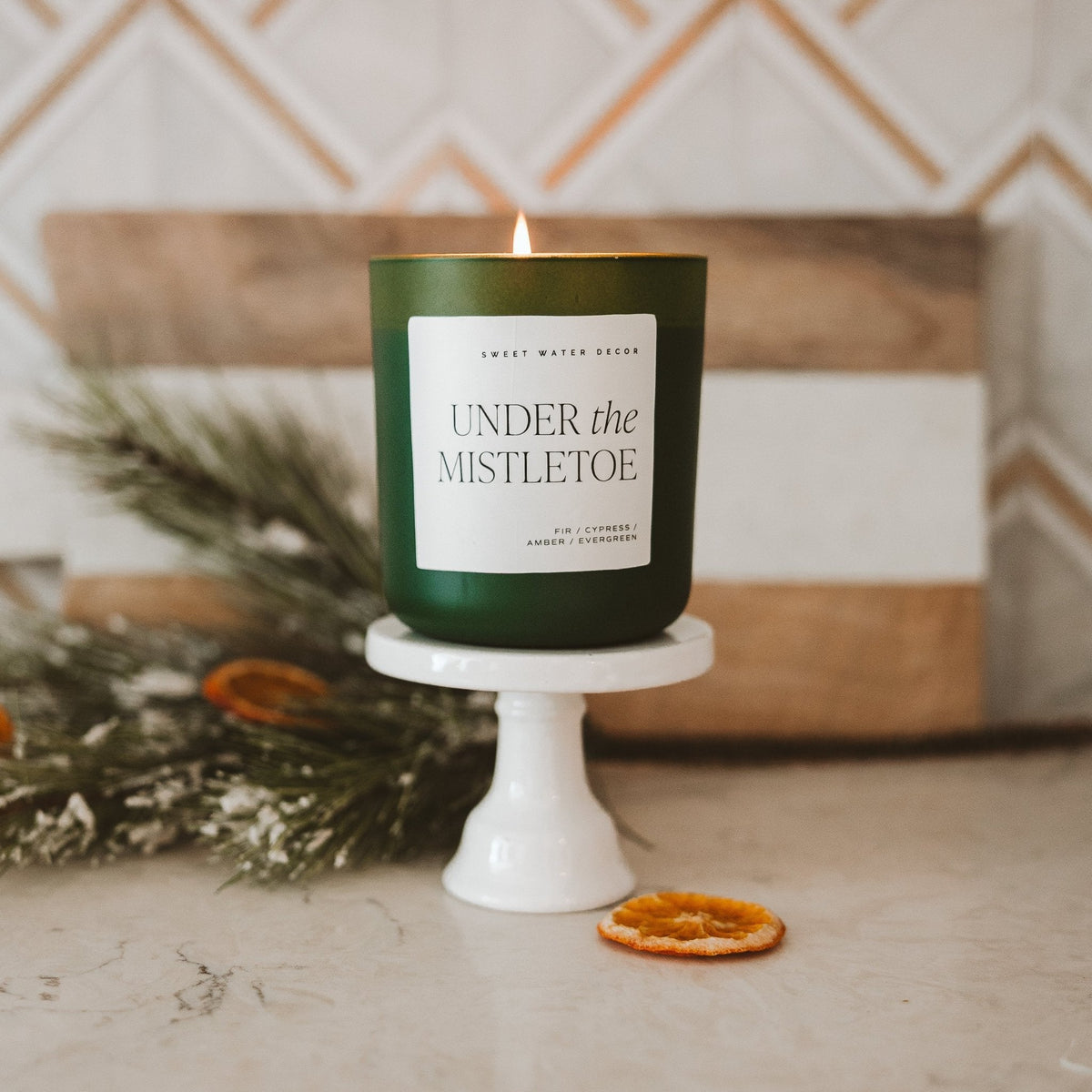Under the Mistletoe Soy Candle - Green Matte Jar - 15 oz (Fraser Fir)