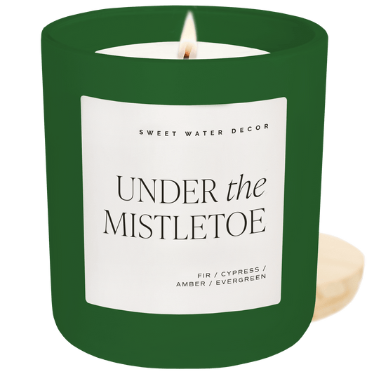 Under the Mistletoe Soy Candle - Green Matte Jar - 15 oz (Fraser Fir)