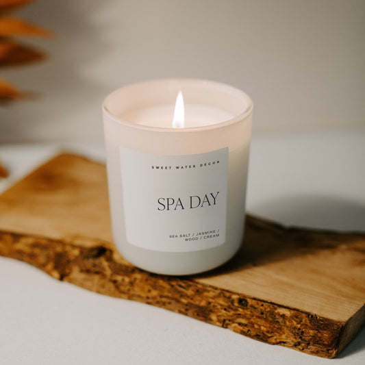 Candela di soia Spa Day - Vasetto opaco color sabbia - 425 g