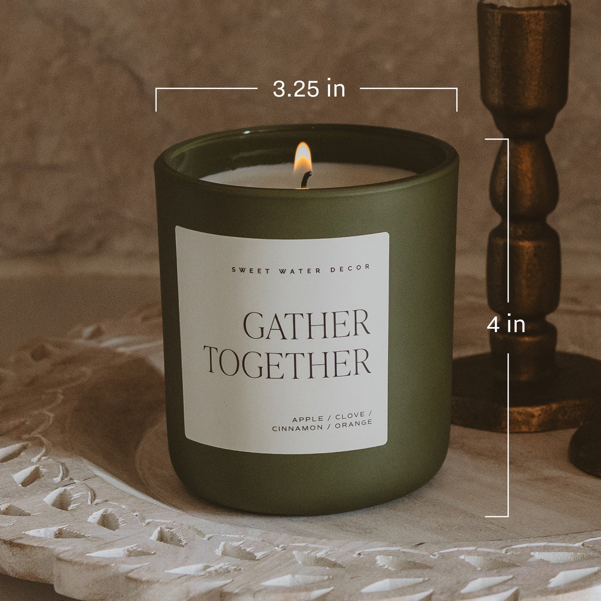 Warm and Cozy Soy Candle - Olive Matte Jar - 15 oz