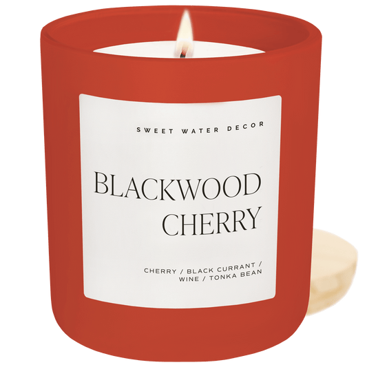 Candela di soia Blackwood Cherry - Vaso rosso opaco - 15 oz