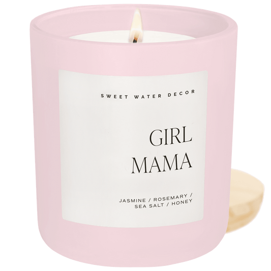 Candela in soia "Girl Mama" - Vaso opaco rosa - 15 oz