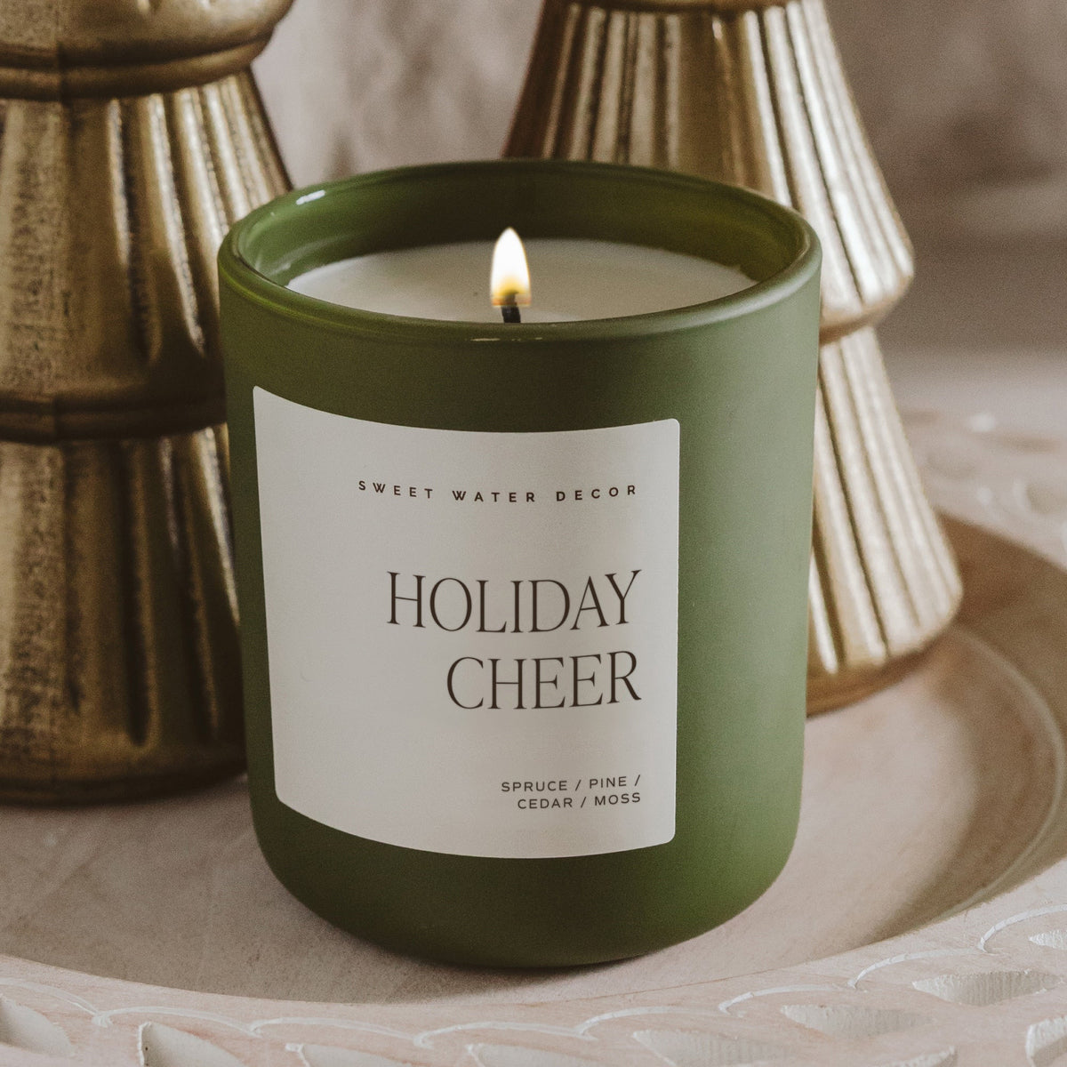 Holiday Cheer Soy Candle - Olive Matte Jar - 15 oz (Christmas Tree)