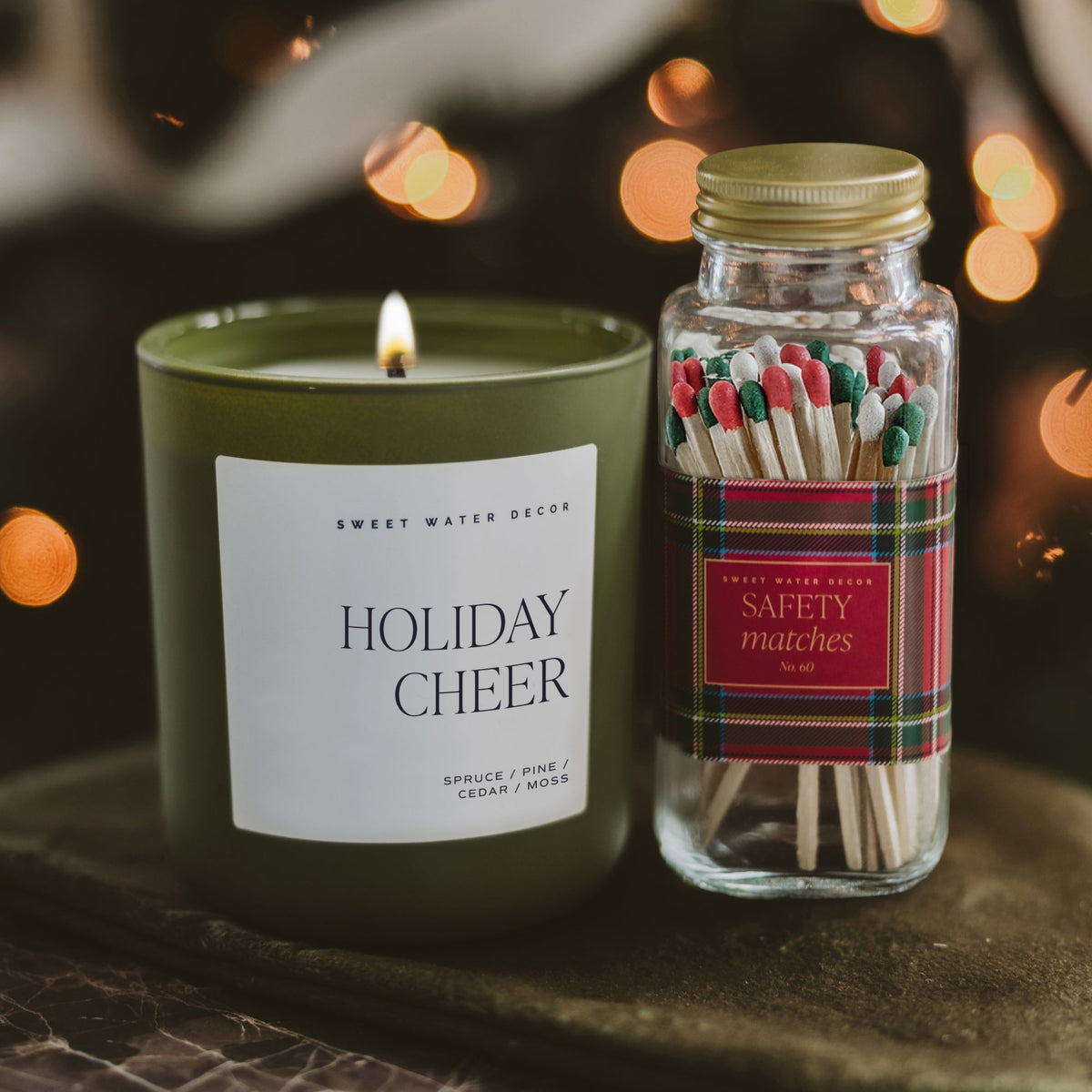Holiday Cheer Soy Candle - Olive Matte Jar - 15 oz (Christmas Tree)
