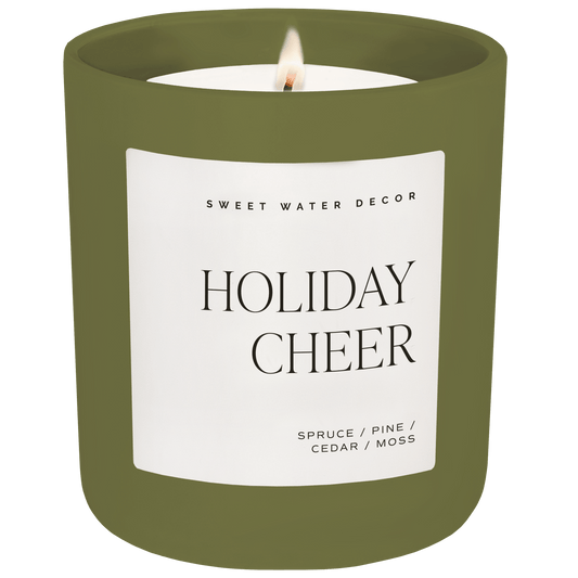 Holiday Cheer Soy Candle - Olive Matte Jar - 15 oz (Christmas Tree)