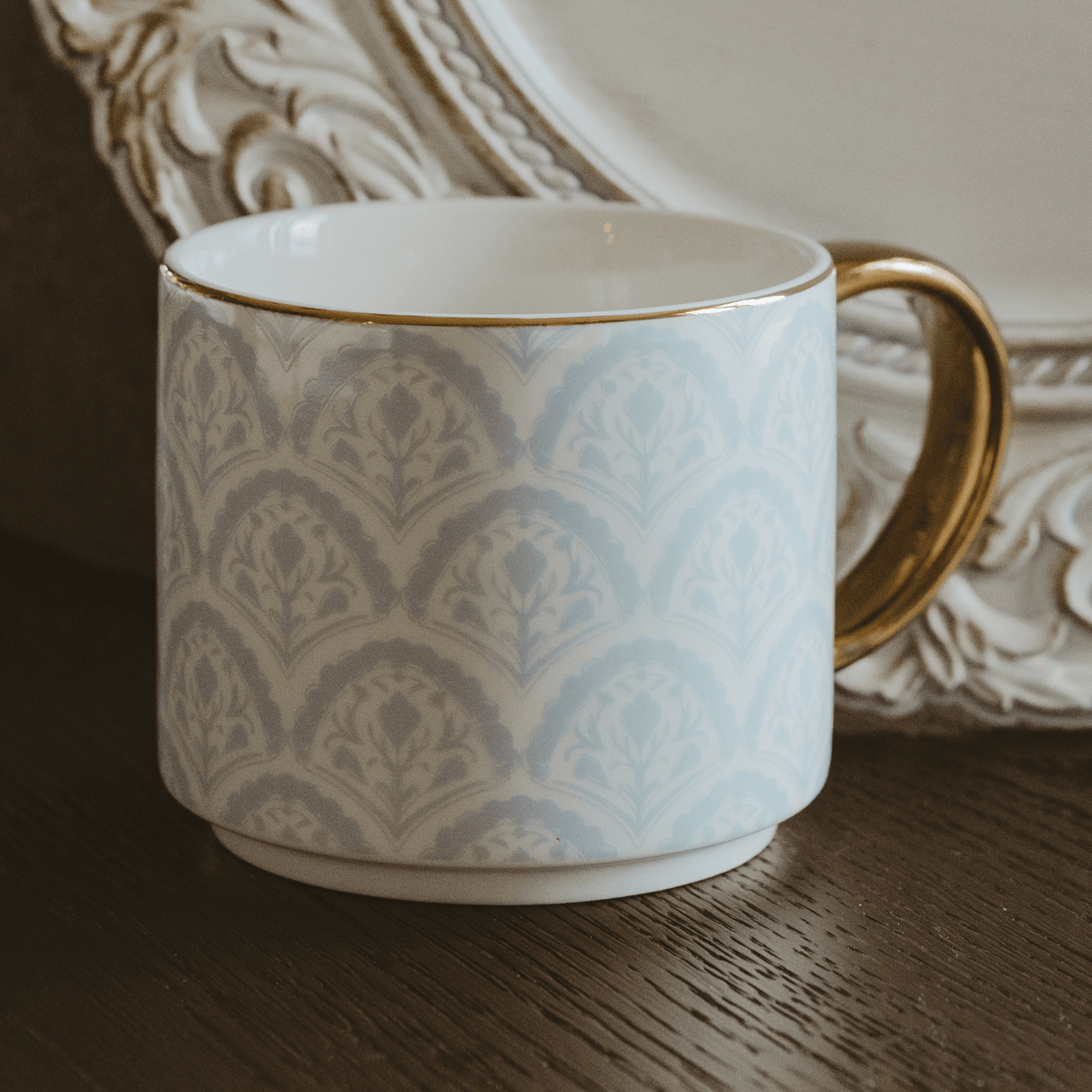 Blue Fan Quilt 14 oz Coffee Mug