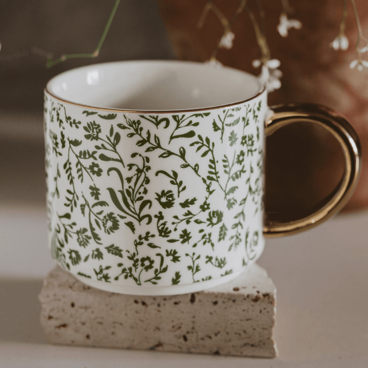 Green Ditsy Floral 14 oz Coffee Mug